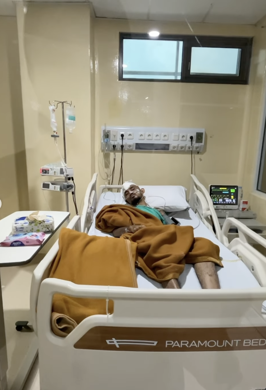Kondisi Adnan di rumah sakit.